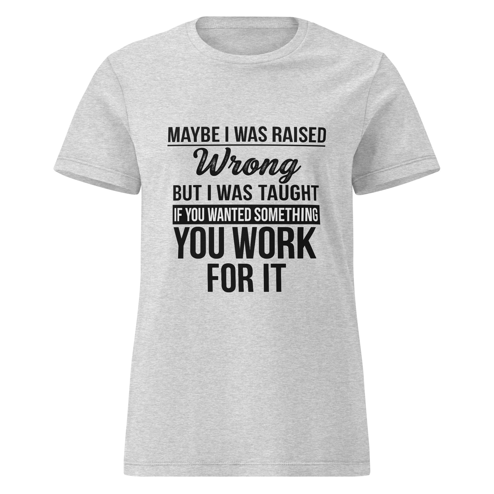 Raised Right Built on Truth and Values inspirational t-shirt with motivational text in bold design.
